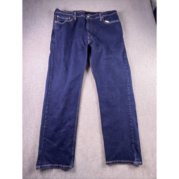 Levi's 505 Jeans Men's 40x32 Blue Dark Straight Cowboy Biker Preppy Stretch - Picture 3 of 15